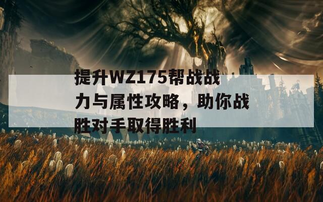 提升WZ175幫戰(zhàn)戰(zhàn)力與屬性攻略，助你戰(zhàn)勝對手取得勝利  第1張