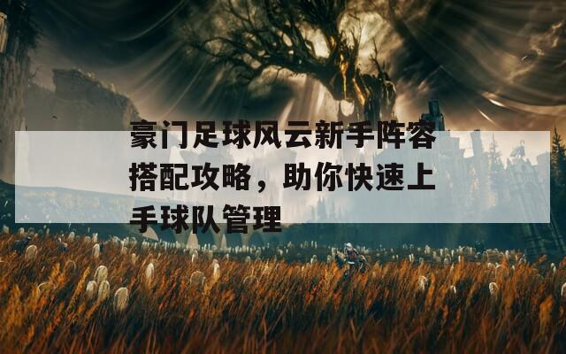 豪門足球風云新手陣容搭配攻略，助你快速上手球隊管理  第1張